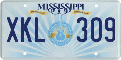 MS license plate XKL309