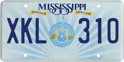MS license plate XKL310