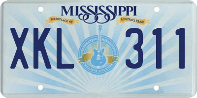 MS license plate XKL311