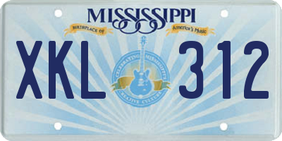 MS license plate XKL312