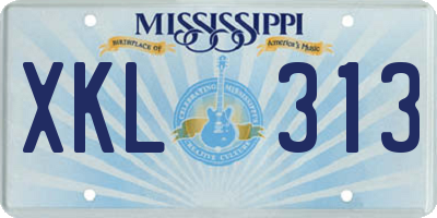 MS license plate XKL313