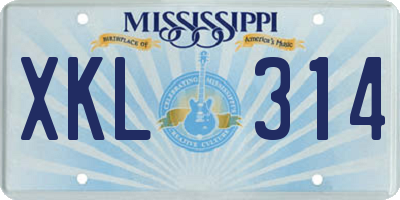 MS license plate XKL314