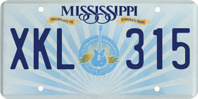 MS license plate XKL315