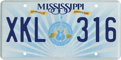 MS license plate XKL316