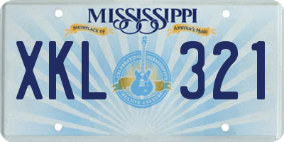 MS license plate XKL321
