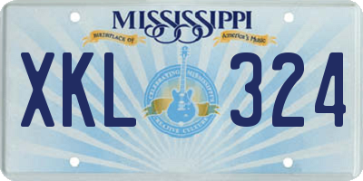 MS license plate XKL324
