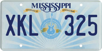 MS license plate XKL325