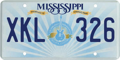 MS license plate XKL326
