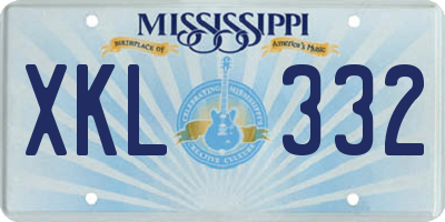 MS license plate XKL332