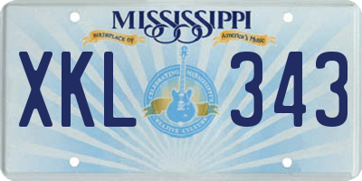MS license plate XKL343