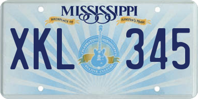MS license plate XKL345