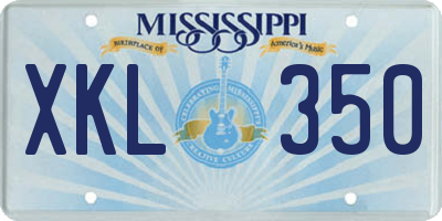 MS license plate XKL350