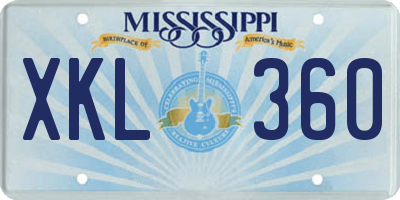 MS license plate XKL360