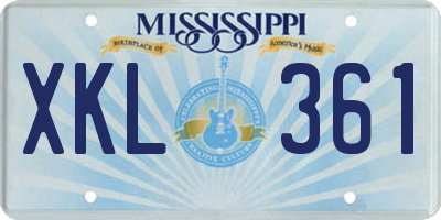 MS license plate XKL361
