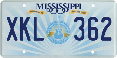 MS license plate XKL362