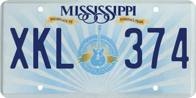 MS license plate XKL374