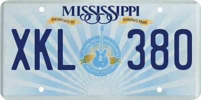 MS license plate XKL380