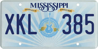 MS license plate XKL385