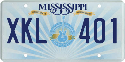 MS license plate XKL401