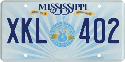 MS license plate XKL402
