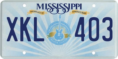 MS license plate XKL403