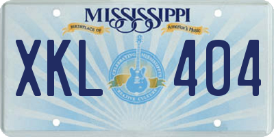 MS license plate XKL404