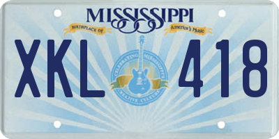 MS license plate XKL418