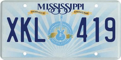 MS license plate XKL419