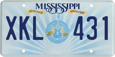 MS license plate XKL431