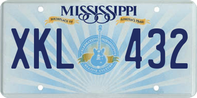 MS license plate XKL432