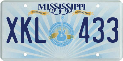 MS license plate XKL433