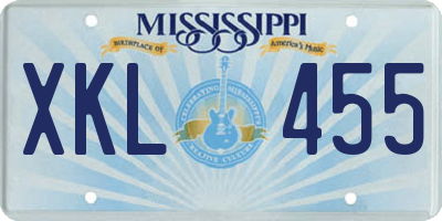 MS license plate XKL455