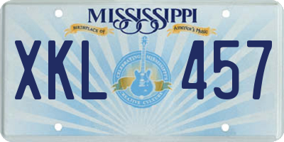 MS license plate XKL457