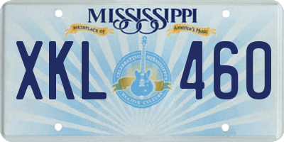 MS license plate XKL460