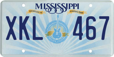 MS license plate XKL467