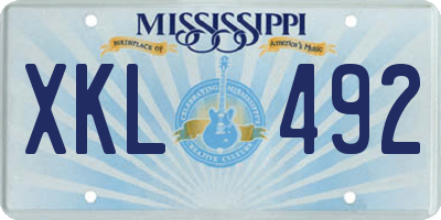 MS license plate XKL492