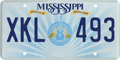 MS license plate XKL493