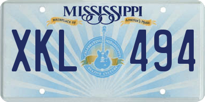 MS license plate XKL494