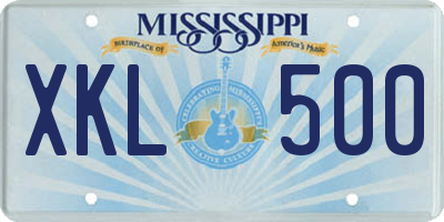MS license plate XKL500