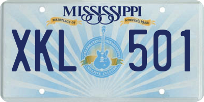 MS license plate XKL501