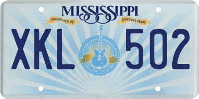 MS license plate XKL502