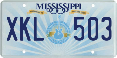 MS license plate XKL503