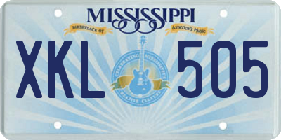 MS license plate XKL505