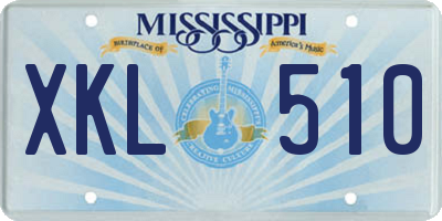 MS license plate XKL510