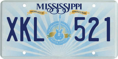 MS license plate XKL521