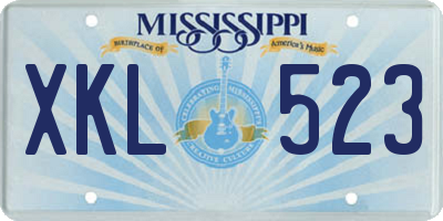 MS license plate XKL523