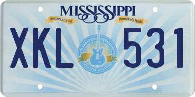 MS license plate XKL531
