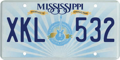 MS license plate XKL532