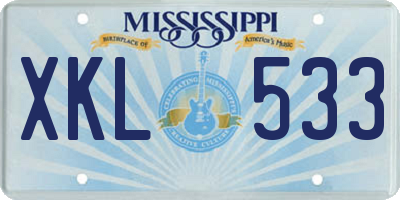 MS license plate XKL533