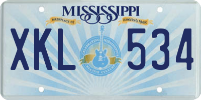 MS license plate XKL534